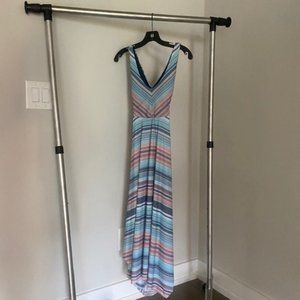 Prana - casual midi dress - in beautiful blue/gray (stripped)